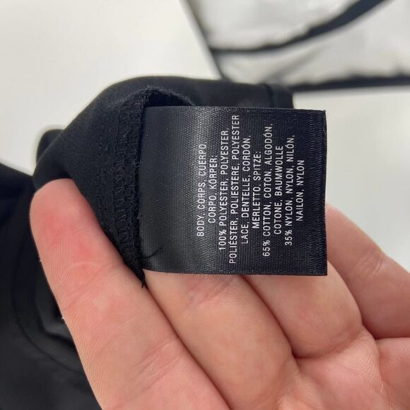 Anthropologie Maeve Black Silky Lace shoulder crew neck Top blouse womens xs - Picture 4 of 5